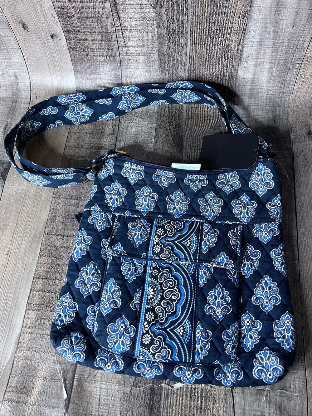 Vera Bradley Navy Blue Quilted Paisley Crossbody - Picture 6 of 12